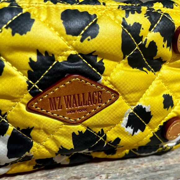 MZ Wallace Micro Sutton Yellow Leopard Quilted Crossbody Women's Bag - Picture 10 of 16